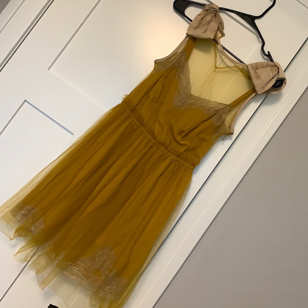 Gorgeous mustard cocktail dress
